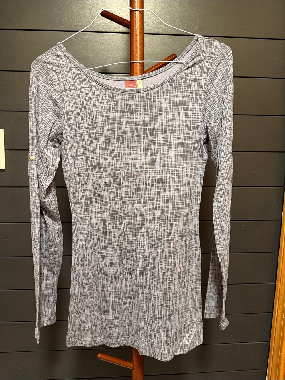 Womenโs Long-Sleeve Boatneck dress in Heather Gray pattern